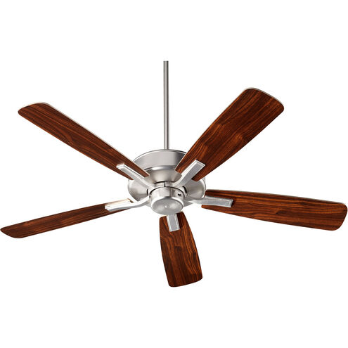 Villa 52 inch Satin Nickel with Silver/Walnut Blades Indoor Ceiling Fan