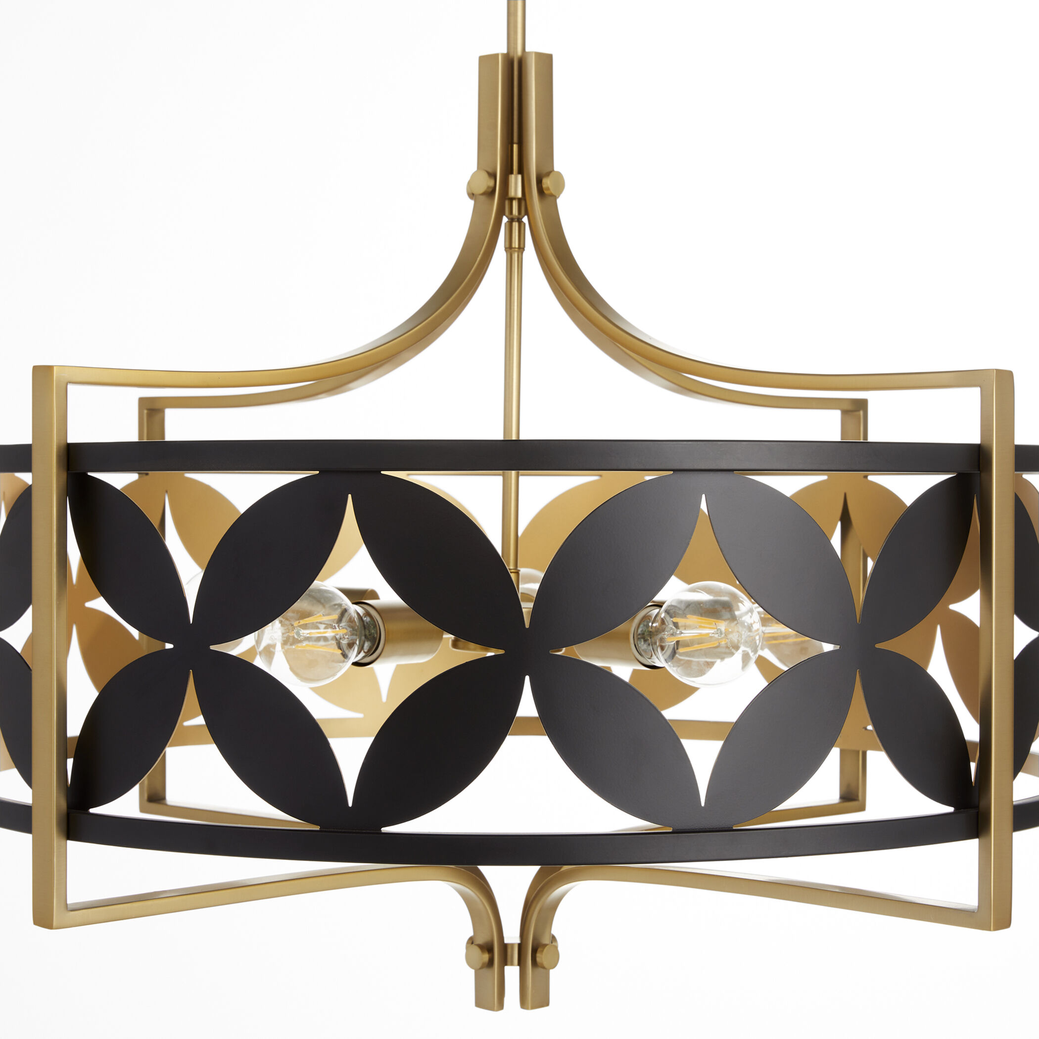 Mariposa 5 Light 28.5 inch Matte Black with Aged Brass Pendant Ceiling Light