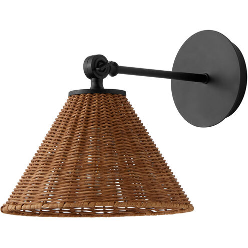 Wicker Wall Mount Wall Light in Matte Black