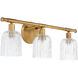 Meriam 3 Light 23.25 inch Brushed Brass Vanity Light Wall Light