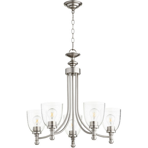 Rossington 5 Light 25 inch Satin Nickel Chandelier Ceiling Light in Clear Seeded