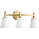 Rossington 3 Light 21.5 inch Aged Brass Vanity Light Wall Light in Satin Opal, Satin Opal