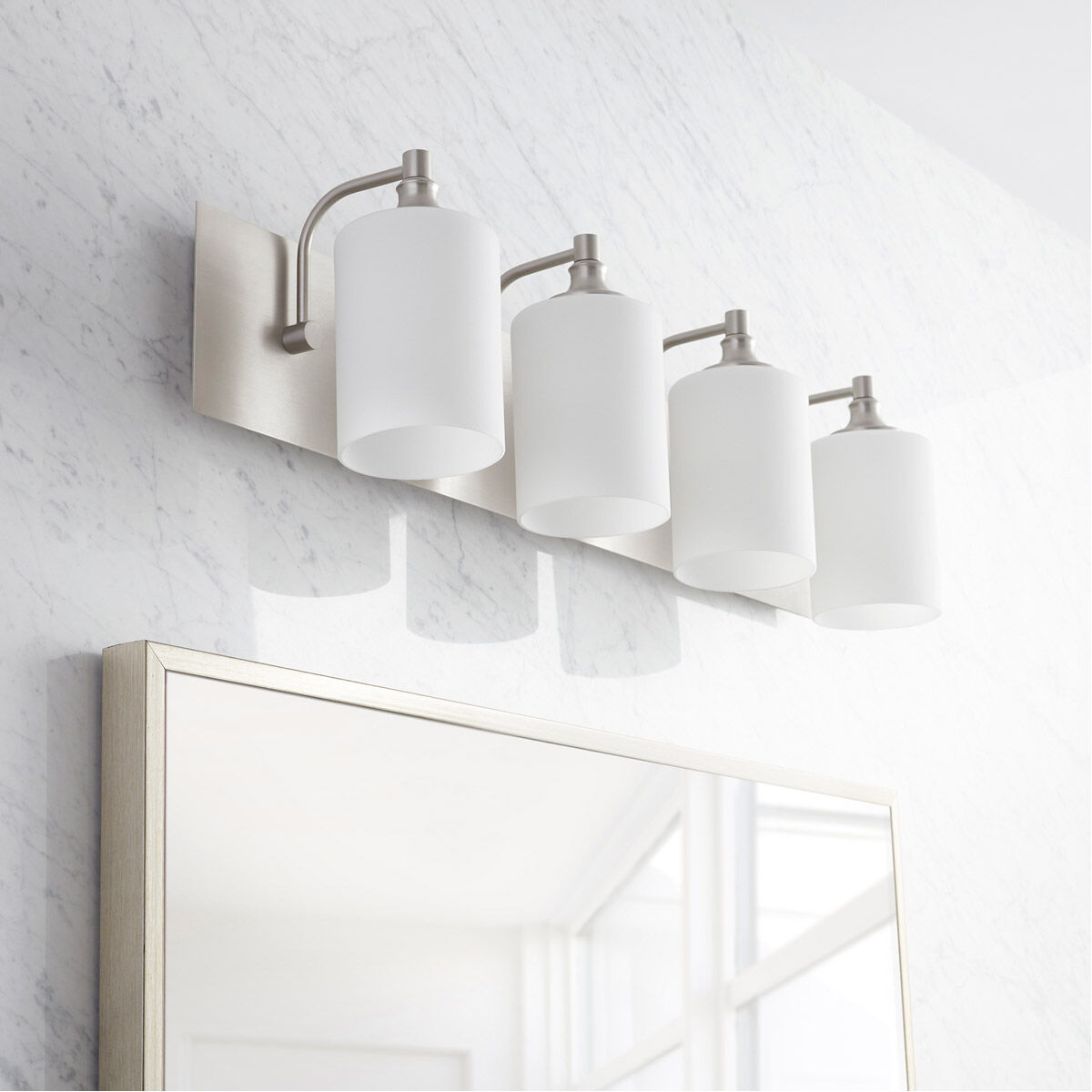 Celeste 4 Light 32.75 inch Satin Nickel Vanity Light Wall Light, Satin Opal