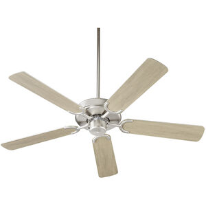 Virtue 52 inch Satin Nickel with Silver and Weathered Gray Blades Ceiling Fan, Quorum Home 