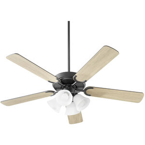 Virtue 52 inch Matte Black with Matte Black and Weathered Gray Blades Ceiling Fan, Quorum Home
