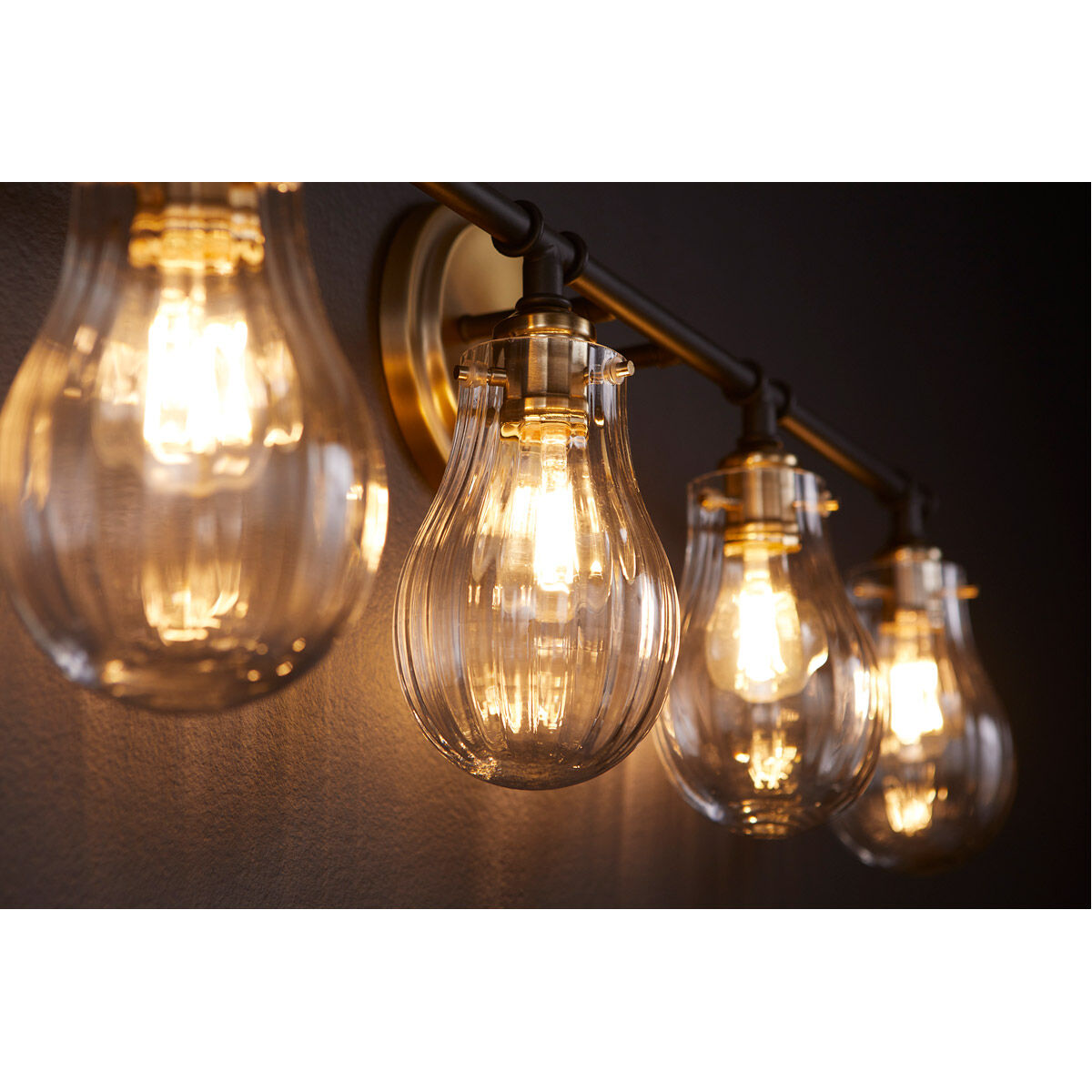 Fort Worth 4 Light 33 inch Noir with Aged Brass Bath Vanity Wall Light