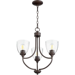 Enclave 3 Light 19 inch Oiled Bronze Mini Chandelier Ceiling Light in Clear Seeded