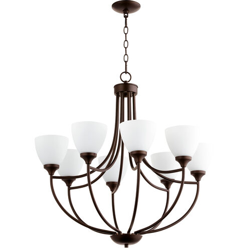 Enclave 8 Light 30 inch Oiled Bronze Chandelier Ceiling Light in Satin Opal