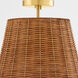 Wicker 3 Light 13 inch Aged Brass Semi-Flush Mount Ceiling Light