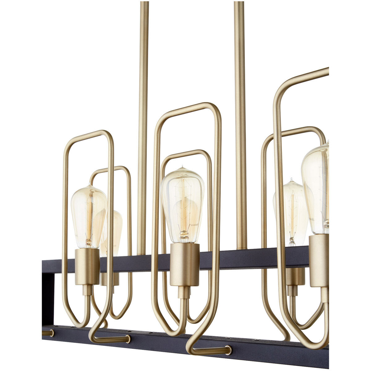 Howe 8 Light 35 inch Noir with Aged Brass Linear Chandelier Ceiling Light