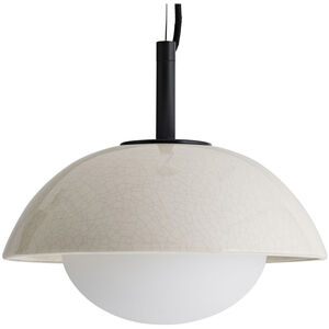 Glaze 1 Light 12 inch Ivory Stained Crackle and Blackened Steel Pendant Ceiling Light
