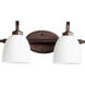 Reyes 2 Light 16 inch Oiled Bronze Vanity Light Wall Light in Satin Opal