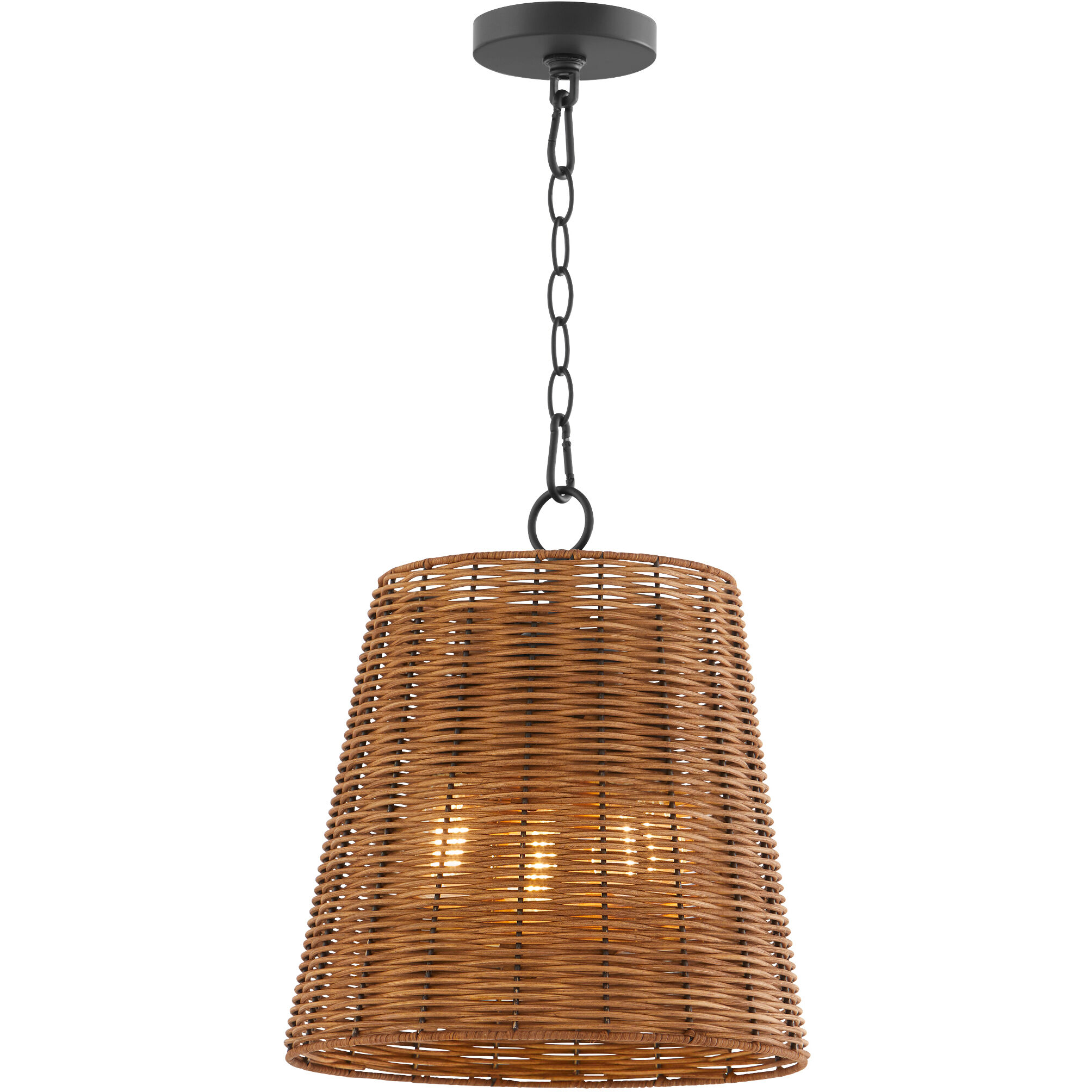 Wicker 3 Light 13 inch Matte Black Pendant Ceiling Light