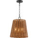 Wicker 3 Light 13 inch Matte Black Pendant Ceiling Light