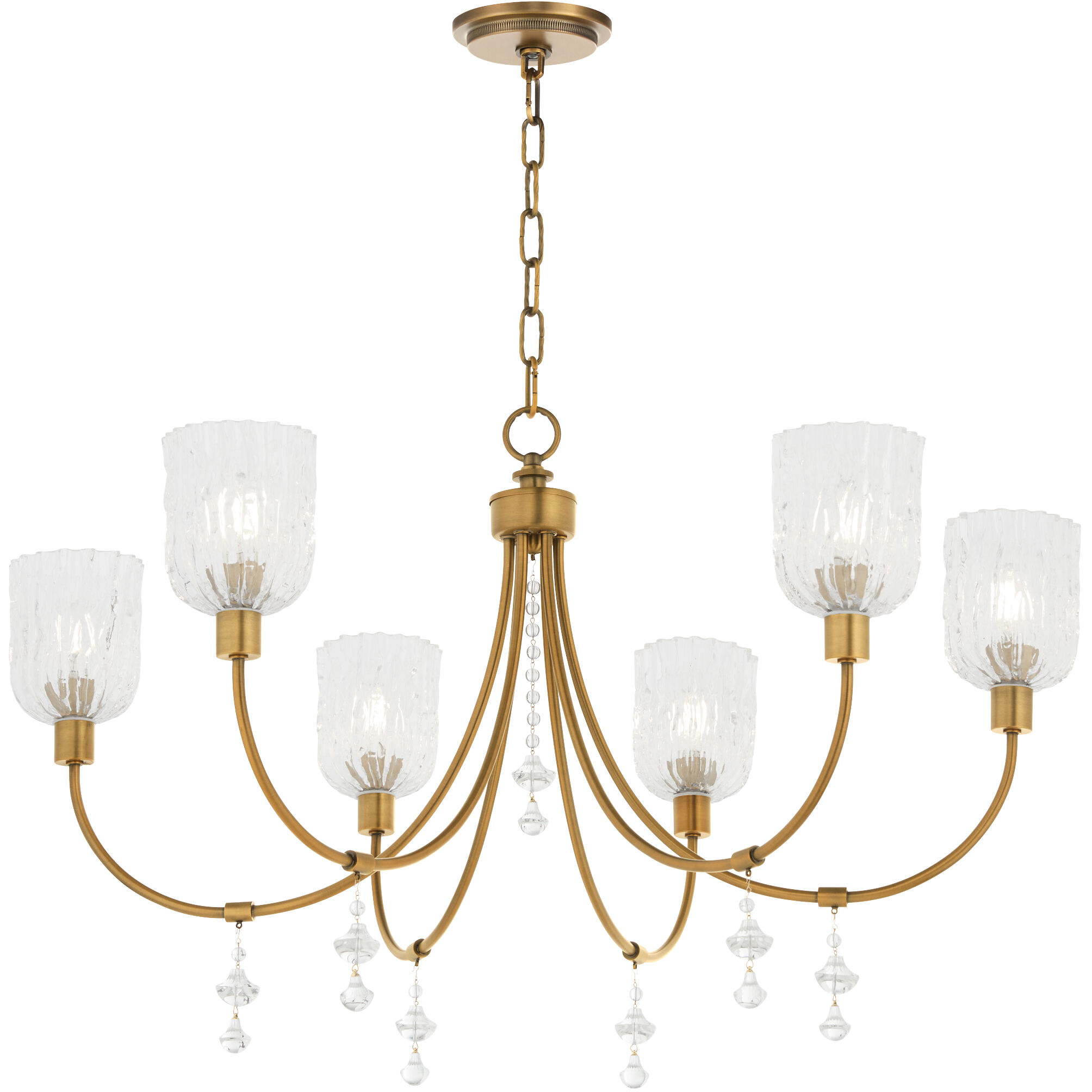 Meriam 6 Light 34.75 inch Brushed Brass Chandelier Ceiling Light