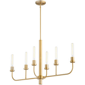 Sheridan 6 Light 35 inch Aged Brass Linear Chandelier Ceiling Light