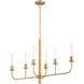 Sheridan 6 Light 35 inch Aged Brass Linear Chandelier Ceiling Light