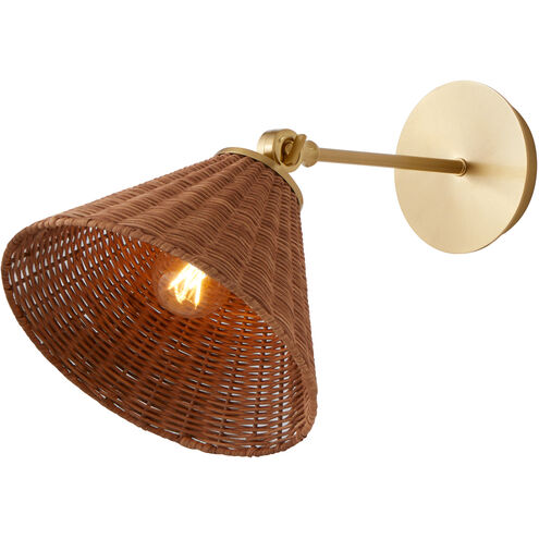 Wicker Wall Mount Wall Light in Aged Brass