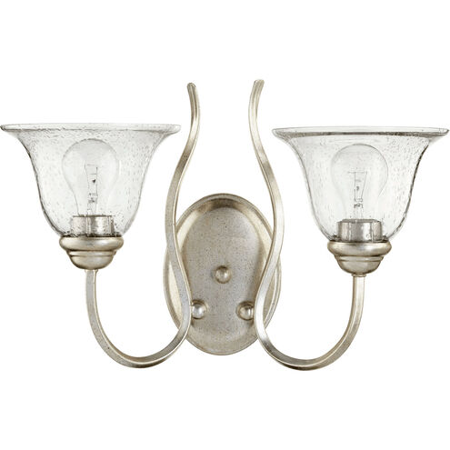 Spencer 2 Light 17.25 inch Aged Silver Leaf Wall Mount Wall Light, Clear Seeded