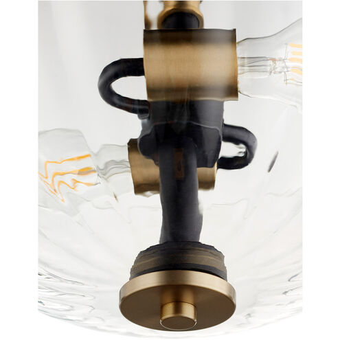 Monarch 2 Light 13 inch Noir and Aged Brass Dual Mount Pendant Ceiling Light