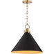 Jackson 1 Light 16 inch Matte Black and Aged Brass Pendant Ceiling Light