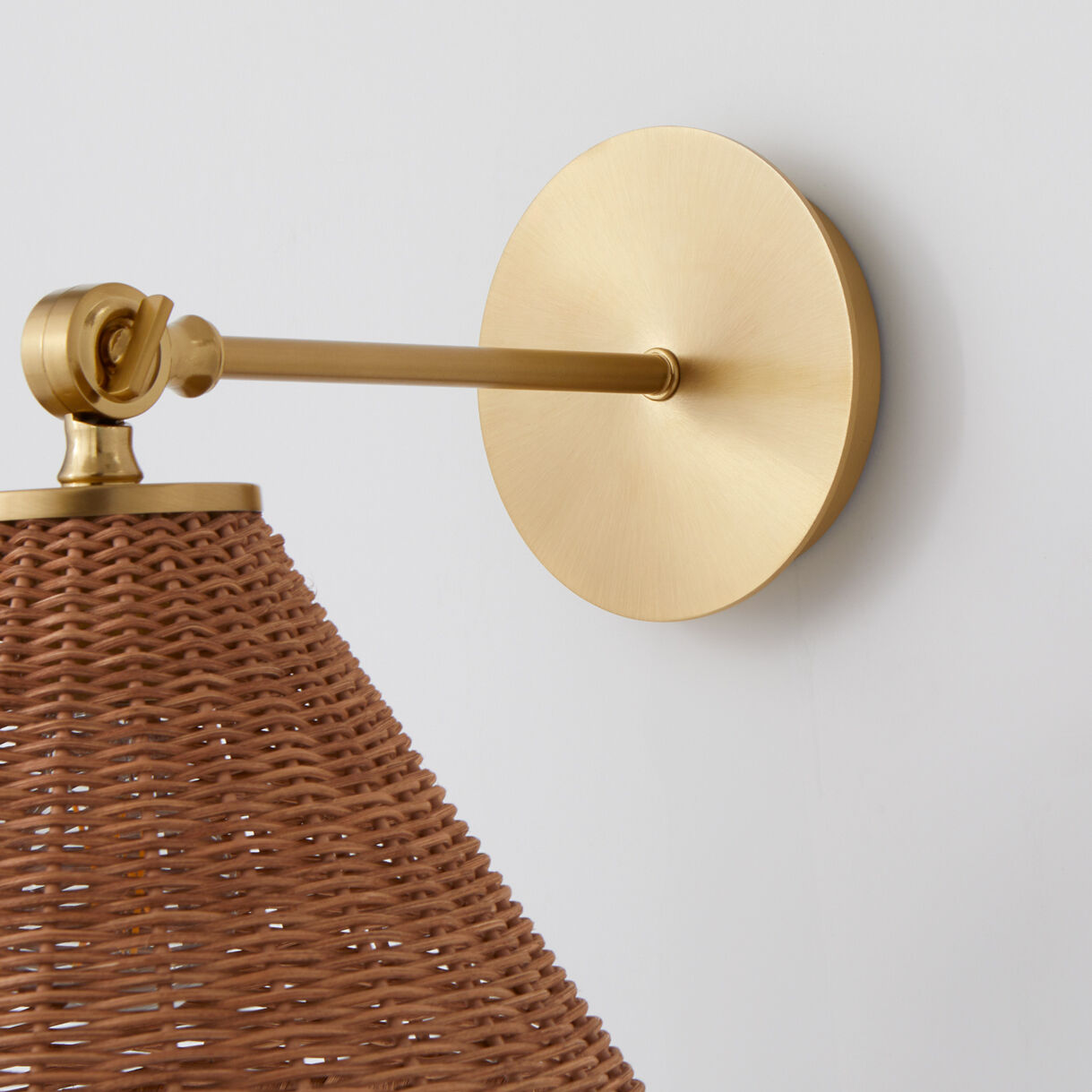 Wicker Wall Mount Wall Light in Aged Brass