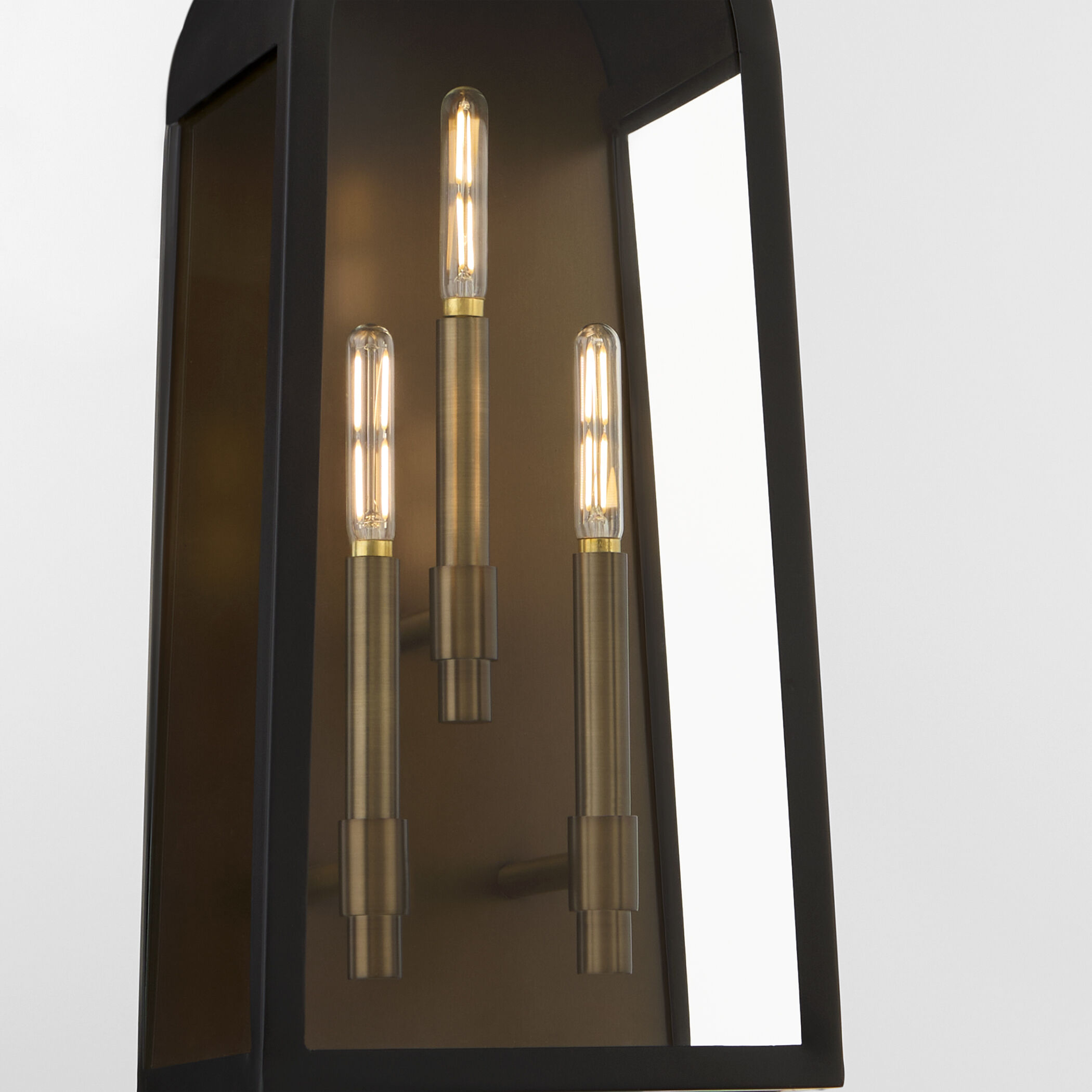 Rossi 3 Light 25 inch Matte Black with Aged Copper Outdoor Wall Lantern