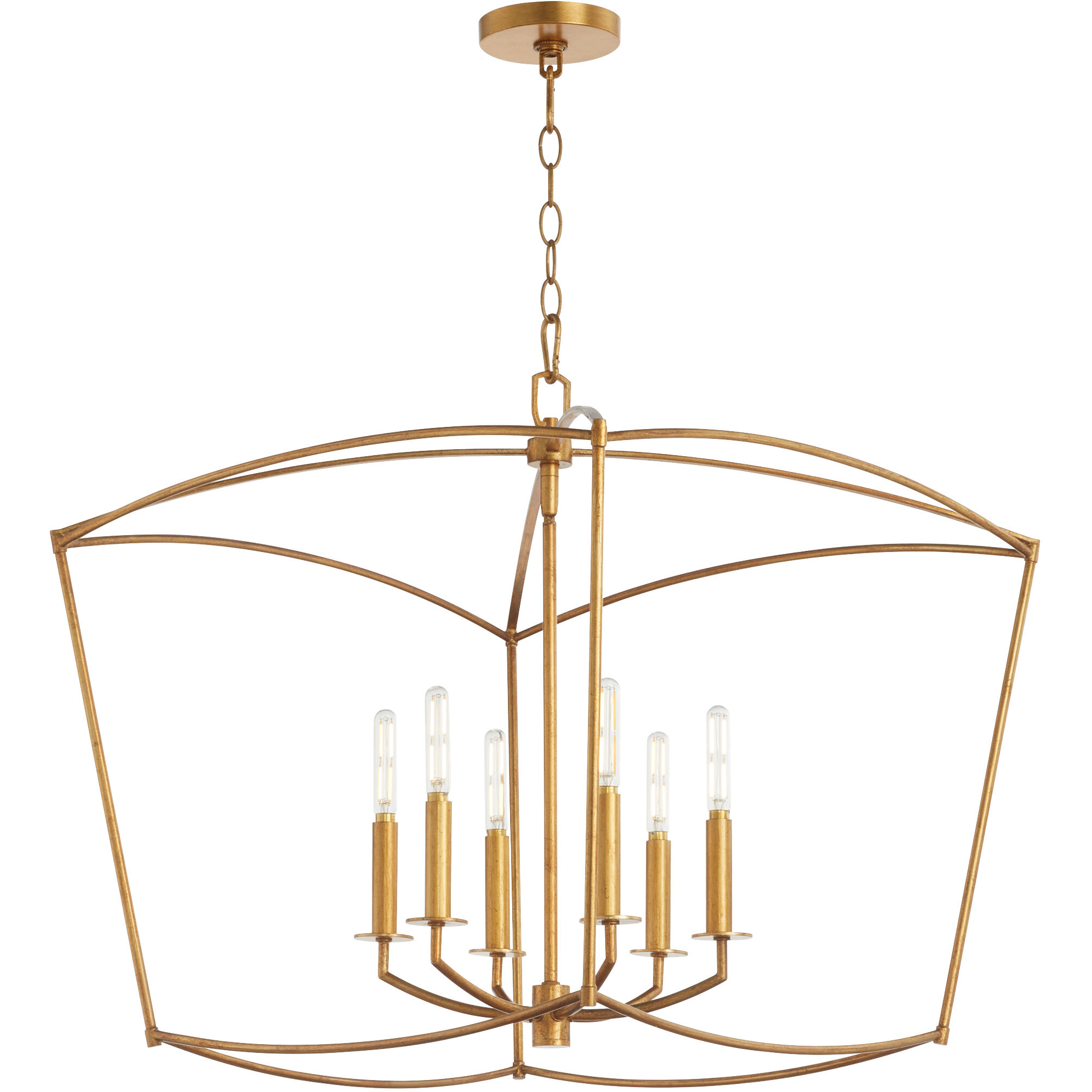 Mantle 6 Light 23.25 inch Gold Leaf Pendant Ceiling Light