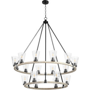 Paxton 18 Light 46 inch Noir and Weathered Oak Chandelier Ceiling Light