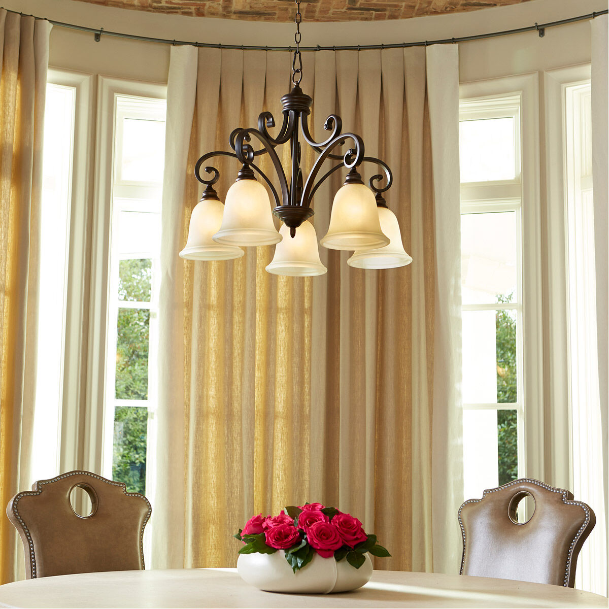 Bryant 5 Light 30 inch Oiled Bronze Dinette Chandelier Ceiling Light in Amber Scavo