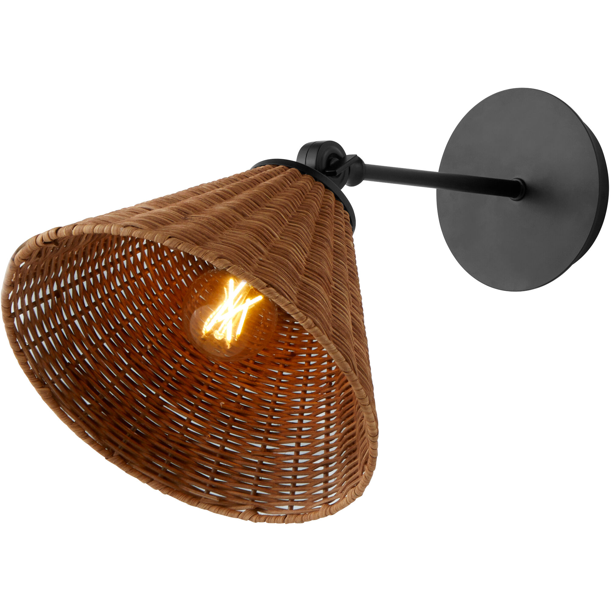 Wicker Wall Mount Wall Light in Matte Black