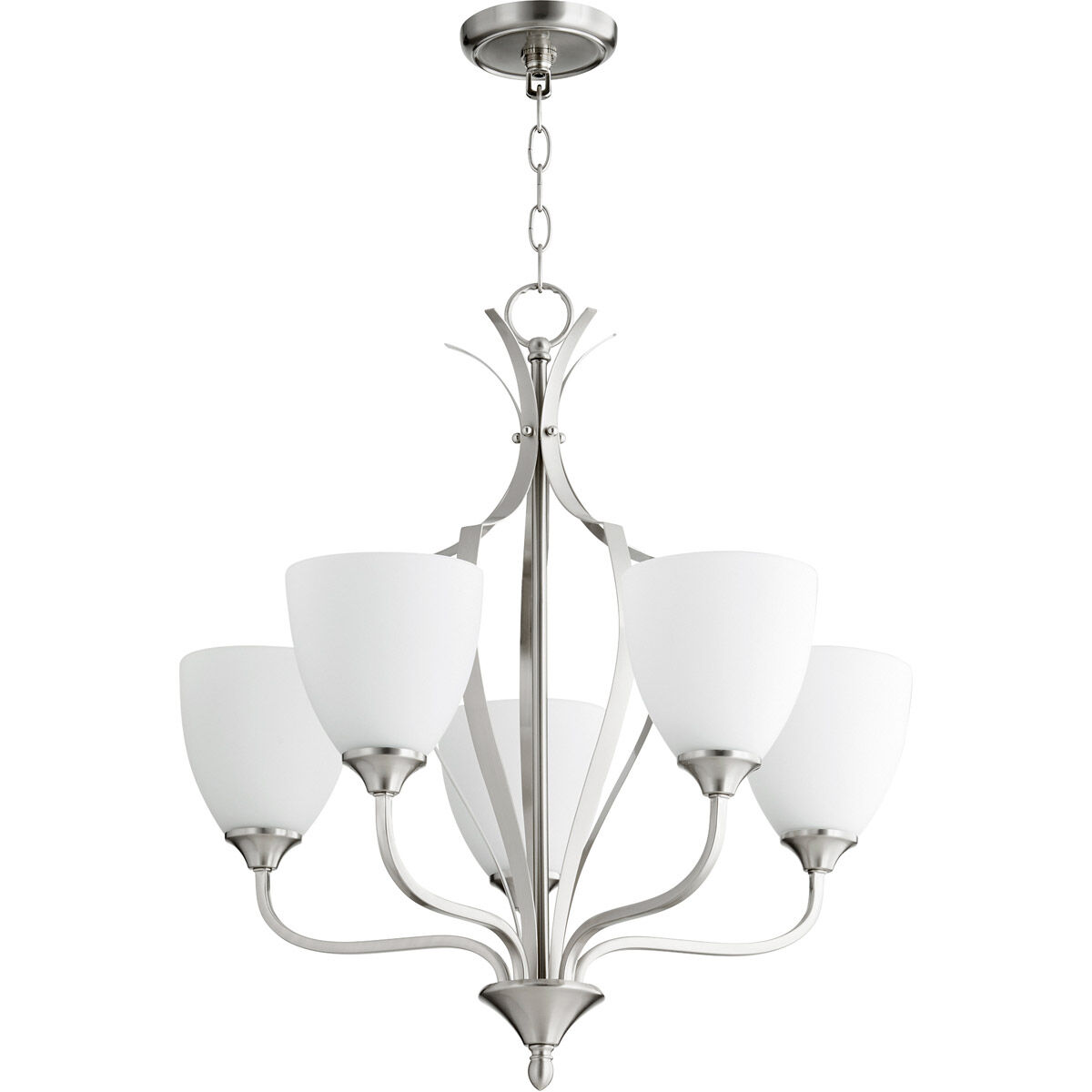 Jardin 5 Light 30 inch Satin Nickel Chandelier Ceiling Light in Satin Opal