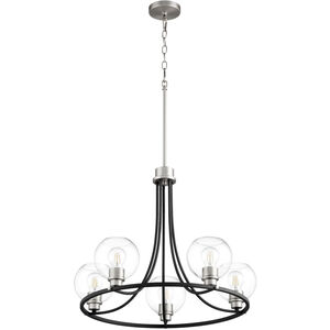 Clarion 5 Light 26 inch Noir and Aged Brass Chandelier Ceiling Light