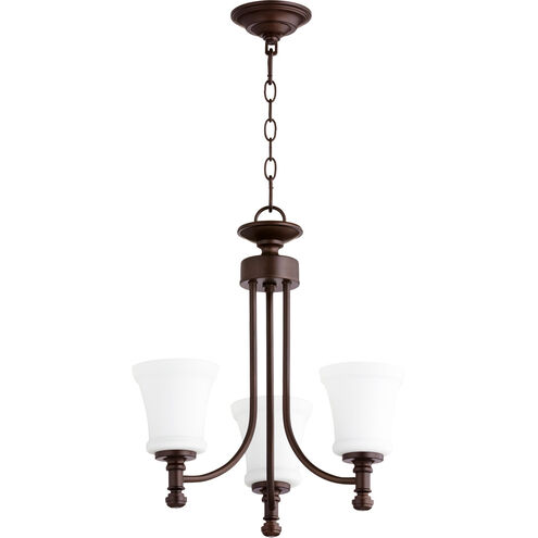 Rossington 3 Light 18 inch Oiled Bronze Mini Chandelier Ceiling Light in Satin Opal