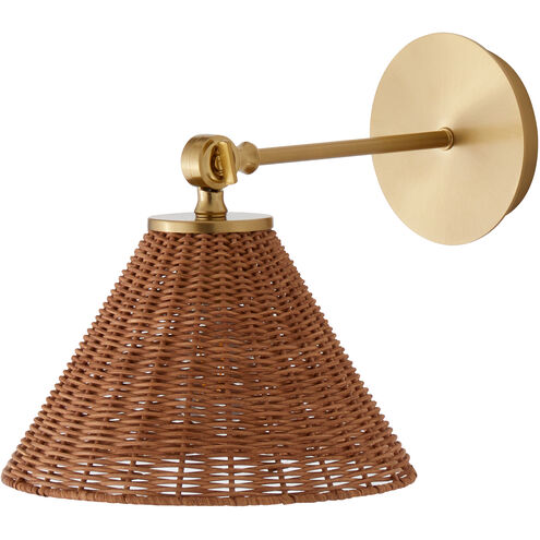 Wicker Wall Mount Wall Light in Aged Brass