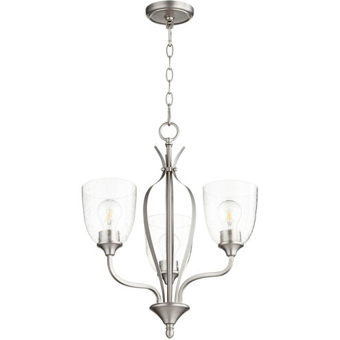 Jardin 3 Light 20 inch Satin Nickel Mini Chandelier Ceiling Light in Clear Seeded