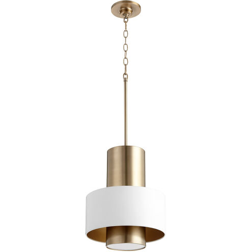 Fort Worth 1 Light 12 inch Studio White and Aged Brass Pendant Ceiling Light