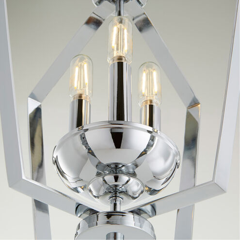 Fort Worth 3 Light 13 inch Chrome Mini Chandelier Ceiling Light, Quorum Home