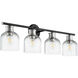 Monarch 4 Light 31.75 inch Noir and Satin Nickel Vanity Light Wall Light