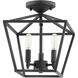 Gabriel 3 Light 10 inch Noir Semi Flush Mount Ceiling Light, Quorum Home