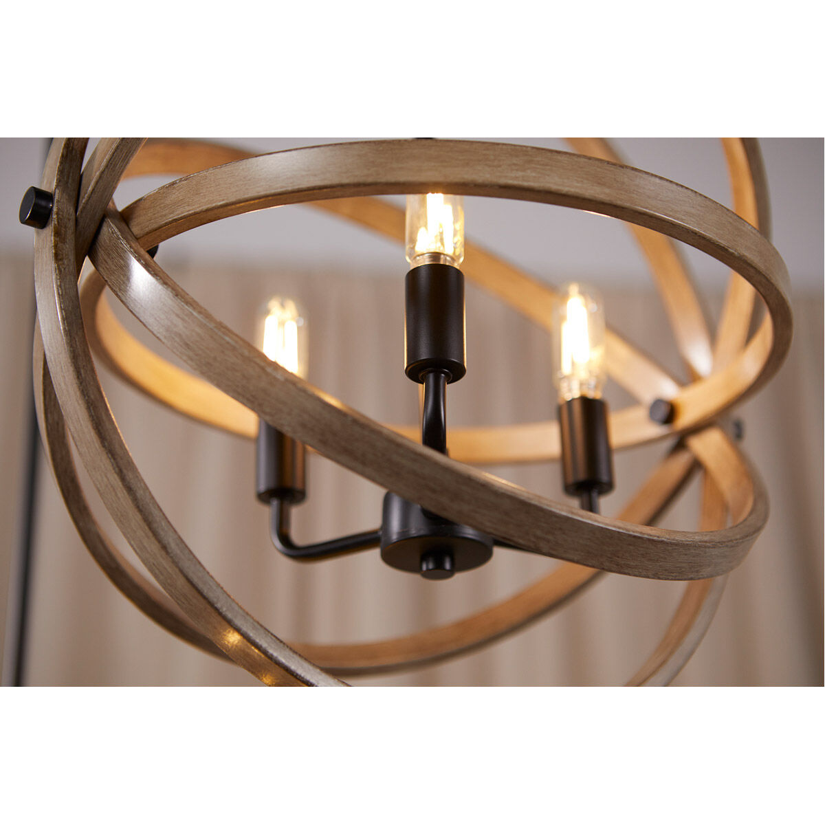Fort Worth 3 Light 17 inch Noir with Driftwood Pendant Ceiling Light 