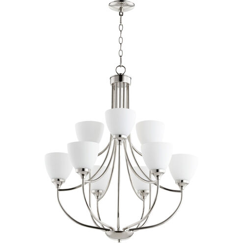 Enclave 9 Light 27 inch Polished Nickel Chandelier Ceiling Light in Satin Opal