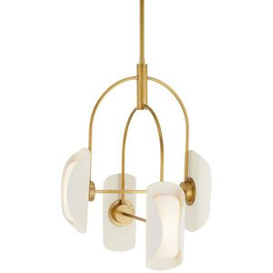 Roll 4 Light 20 inch Antique Brass and Ivory Chandelier Ceiling Light