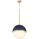 Fort Worth 1 Light 14.75 inch Blue with Aged Brass Pendant Ceiling Light