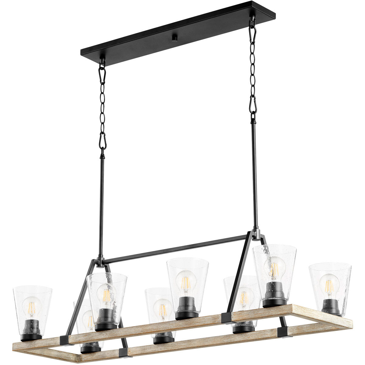 Paxton 8 Light 16 inch Noir and Weathered Oak Chandelier Ceiling Light