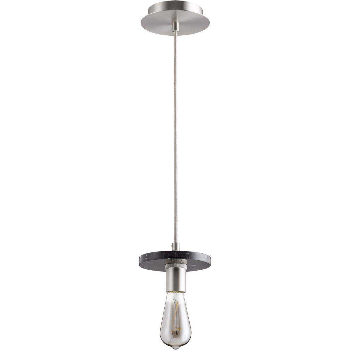 Fort Worth 1 Light 5.88 inch Satin Nickel and Black Marble Mini Pendant Ceiling Light