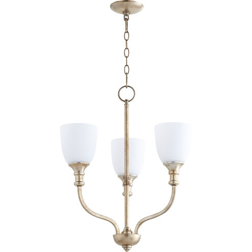 Richmond 3 Light 18 inch Aged Silver Leaf Chandelier Ceiling Light in Satin Opal