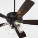Ovation 52 inch Matte Black with Matte Black/Walnut Blades Ceiling Fan in 4 Light Clear Seeded Glass Shades
