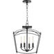 Mantle 4 Light 14.5 inch Matte Black Dual Mount Pendant Ceiling Light