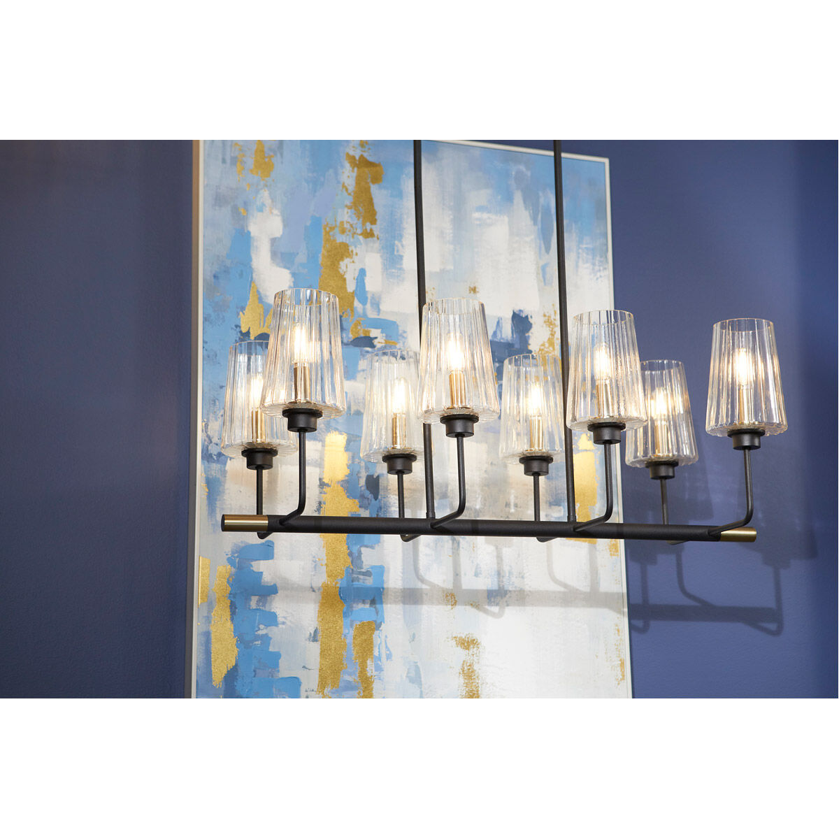 Dalia 8 Light 15 inch Noir with Aged Brass Chandelier Ceiling Light